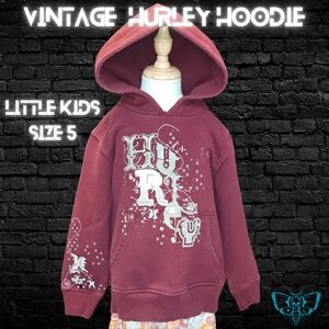 Vintage Hurley Kids Maroon Pull Over Hoodie Size 5